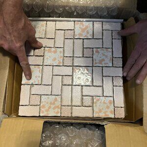 Box of 10 Academy Pink Mosaic Tiles * Imperfect - READ DESCRIPTION